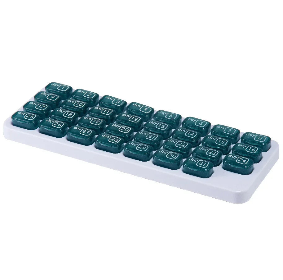 Portable 31 Days Medicine Box Monthly Handy Storage Organizer PP Medical Kit Dust-proof Detachable Pill Plastic Box Compartment