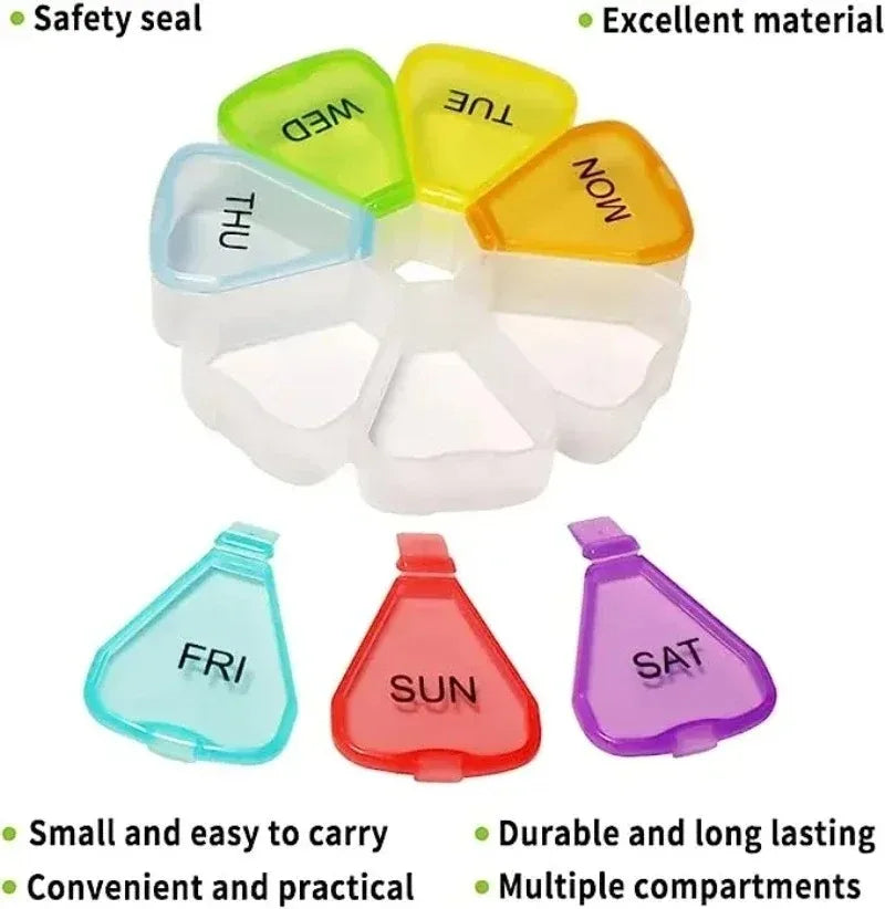 New 7 Days Round Portable Medicine Pill Box Mini Small Travel Vitamin Cases Container Organizer Storage Tablet Fish Oils Tools