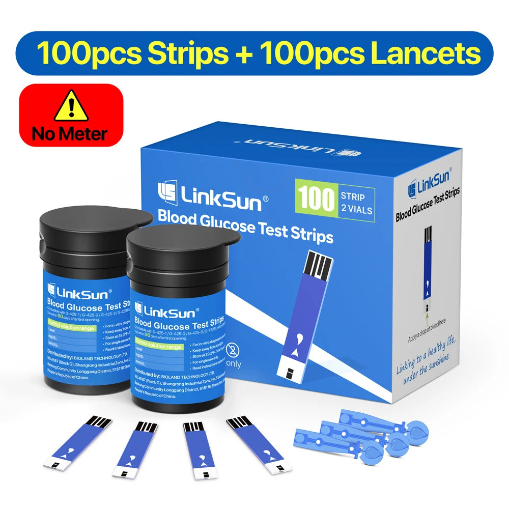 LinkSun G-425-1 Blood Glucose Meter Kit 50/100pcs Test Strips Lancets for Diabetes Monitor Digital Glucometer Blood Sugar Meter