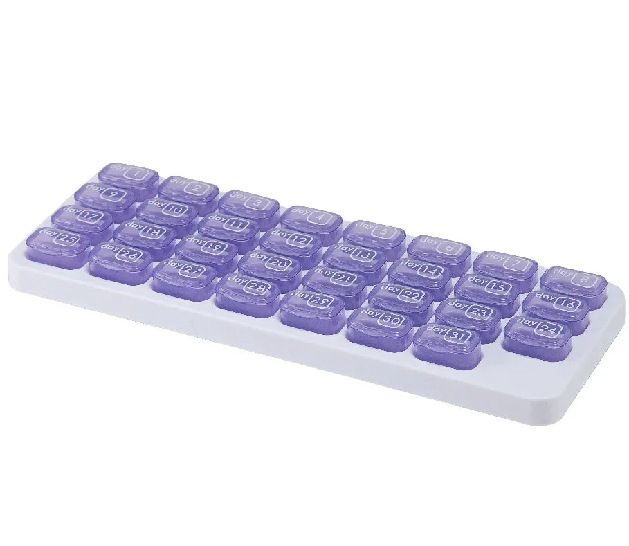 Portable 31 Days Medicine Box Monthly Handy Storage Organizer PP Medical Kit Dust-proof Detachable Pill Plastic Box Compartment