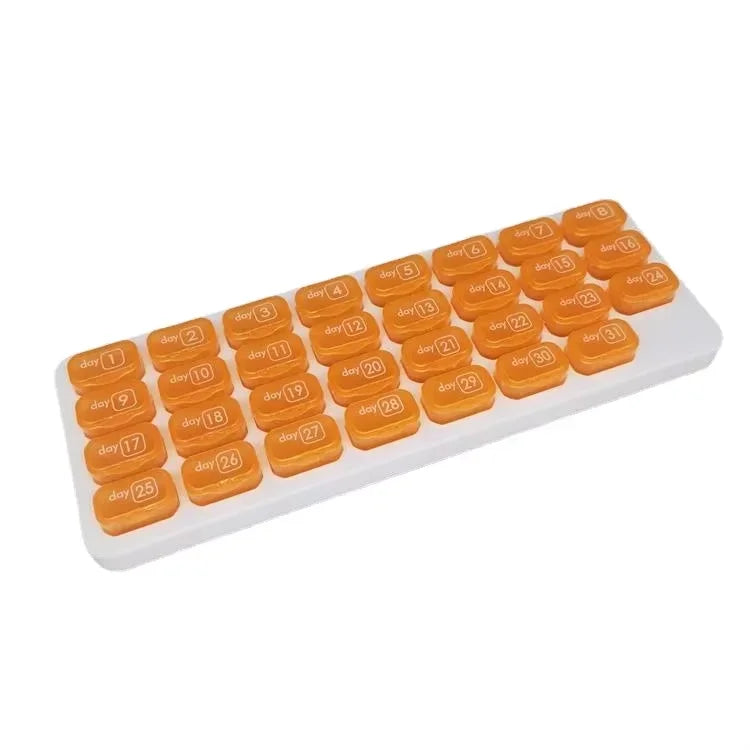 Portable 31 Days Medicine Box Monthly Handy Storage Organizer PP Medical Kit Dust-proof Detachable Pill Plastic Box Compartment