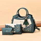 3 Piece Hollow Out Floral Handbag Set