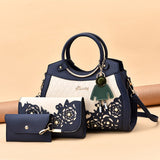 3 Piece Hollow Out Floral Handbag Set