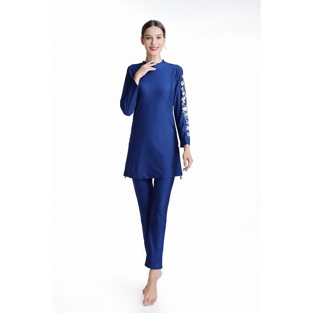 Floral Sleeve Burkini Swimsuit