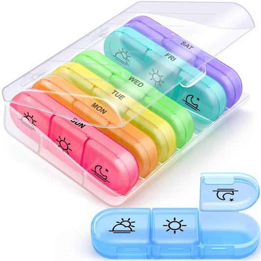 Seven Days Medicine Box A Week 21 Boxes of Black Medicine Boxes Portable Plastic Boxes for Vitamins Medicine Fish Oils Organizer