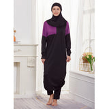 Purple Colorblock Burkini Swimsuit