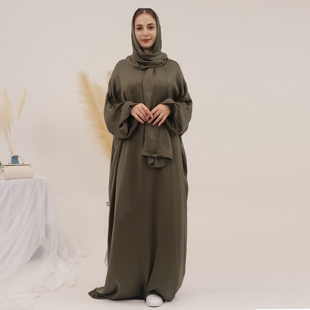 Solid Abaya With Hijab