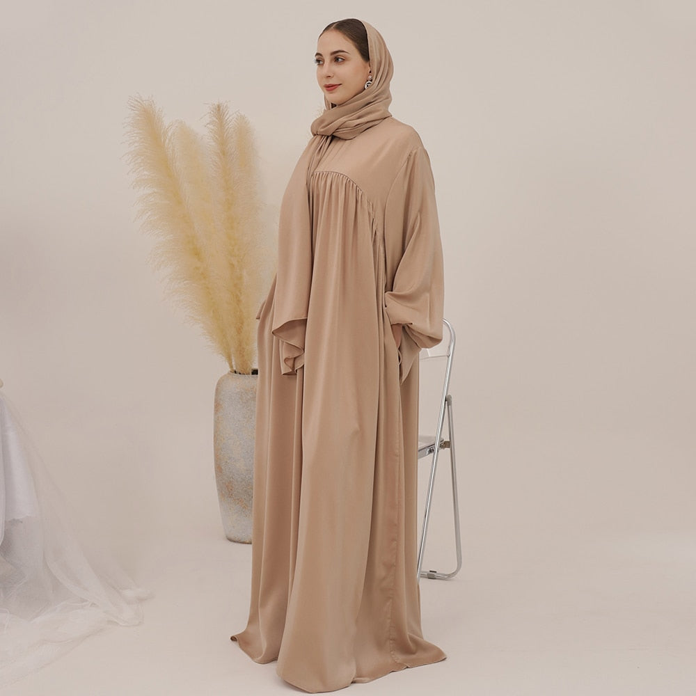 Solid Abaya With Hijab