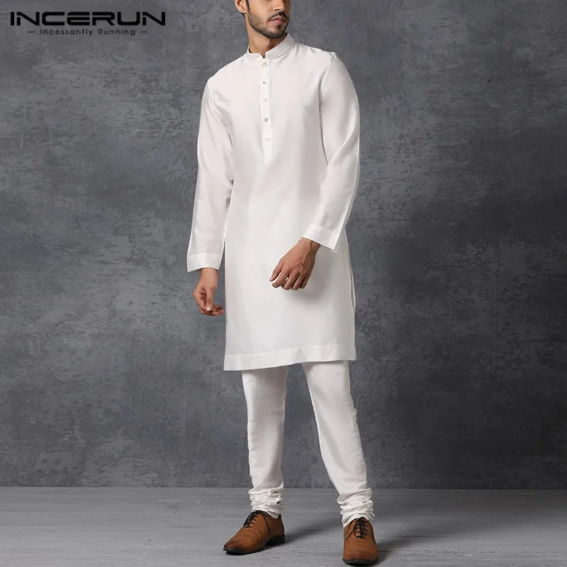 Long Button-Down Kurta Top