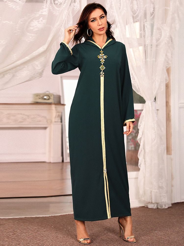 Hooded Rhinestone Abaya