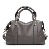 Faux Leather Boston Bag