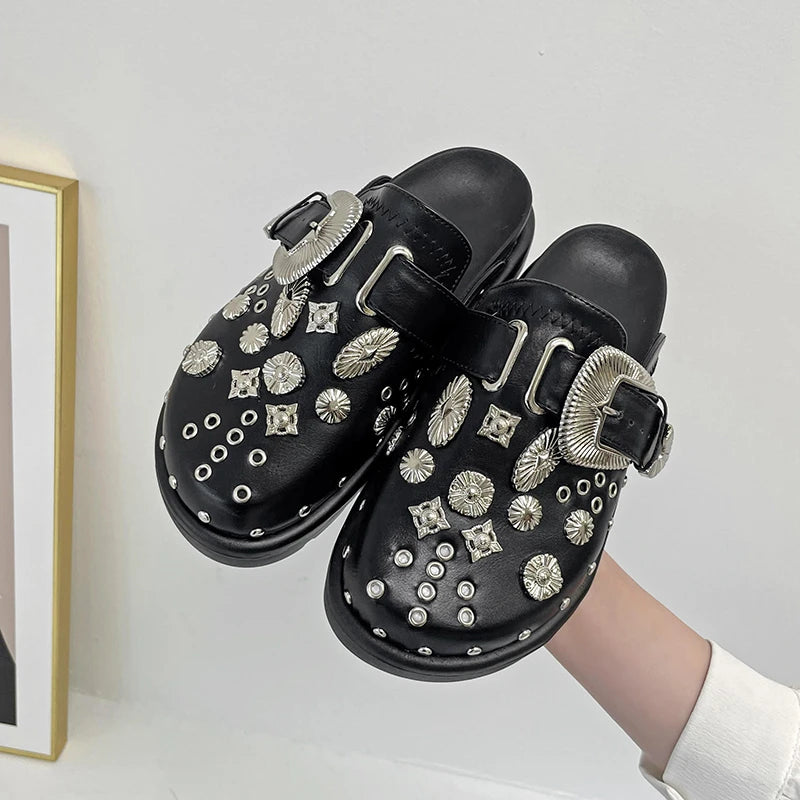 Studded Black Clogs