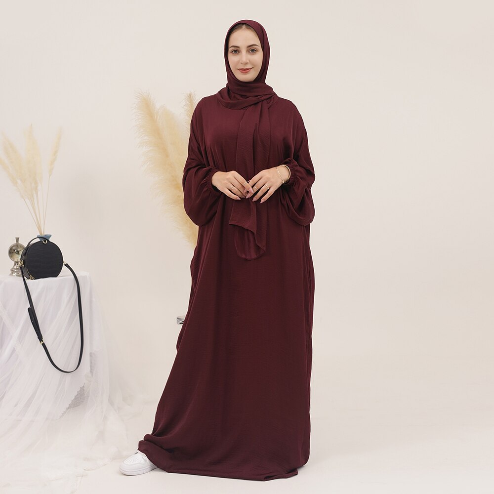 Solid Abaya With Hijab