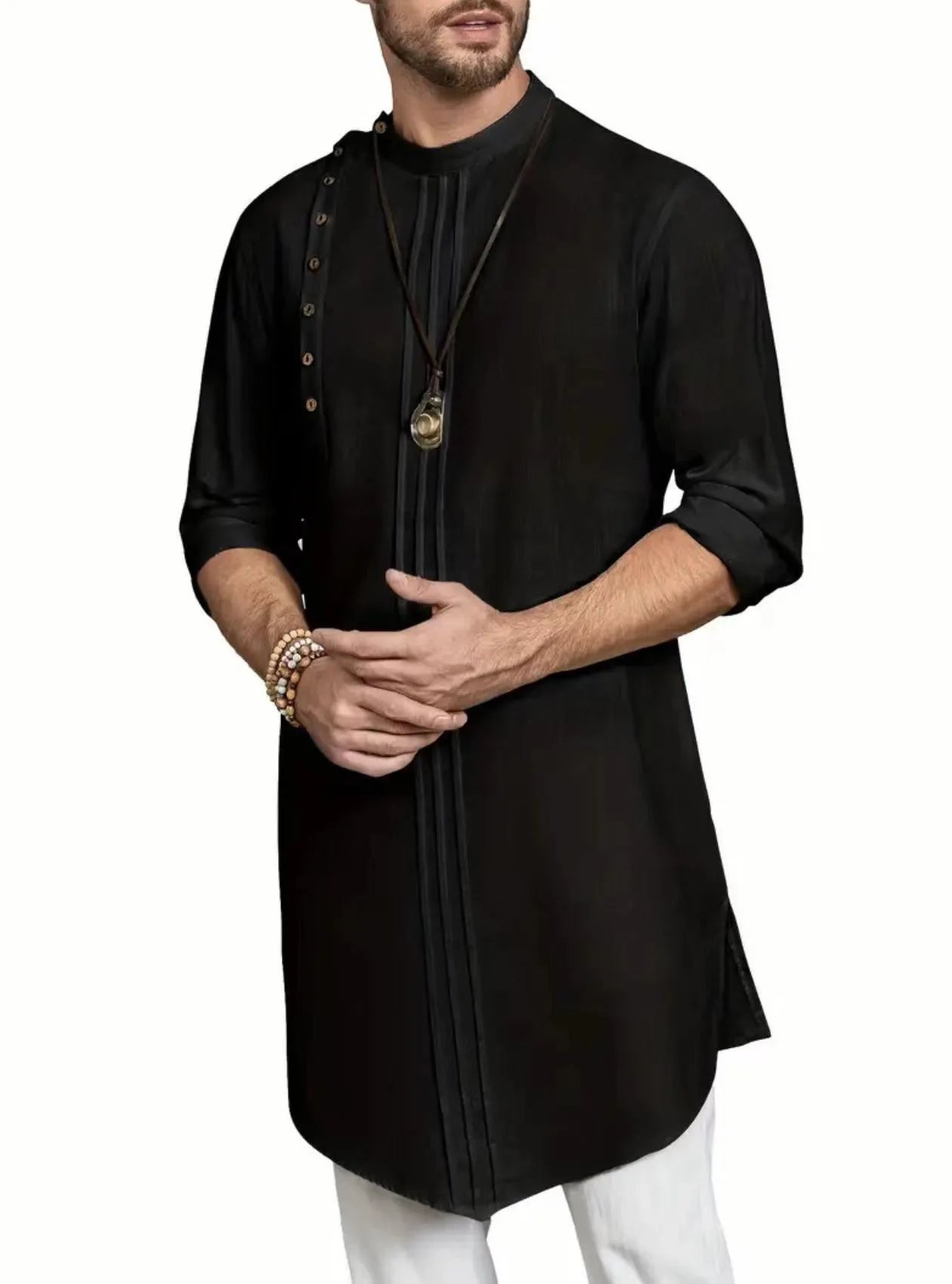 Asymmetrical Button Kurta Top