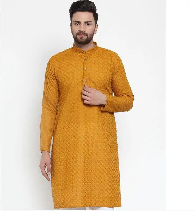 Embroidered Gold Kurta Top