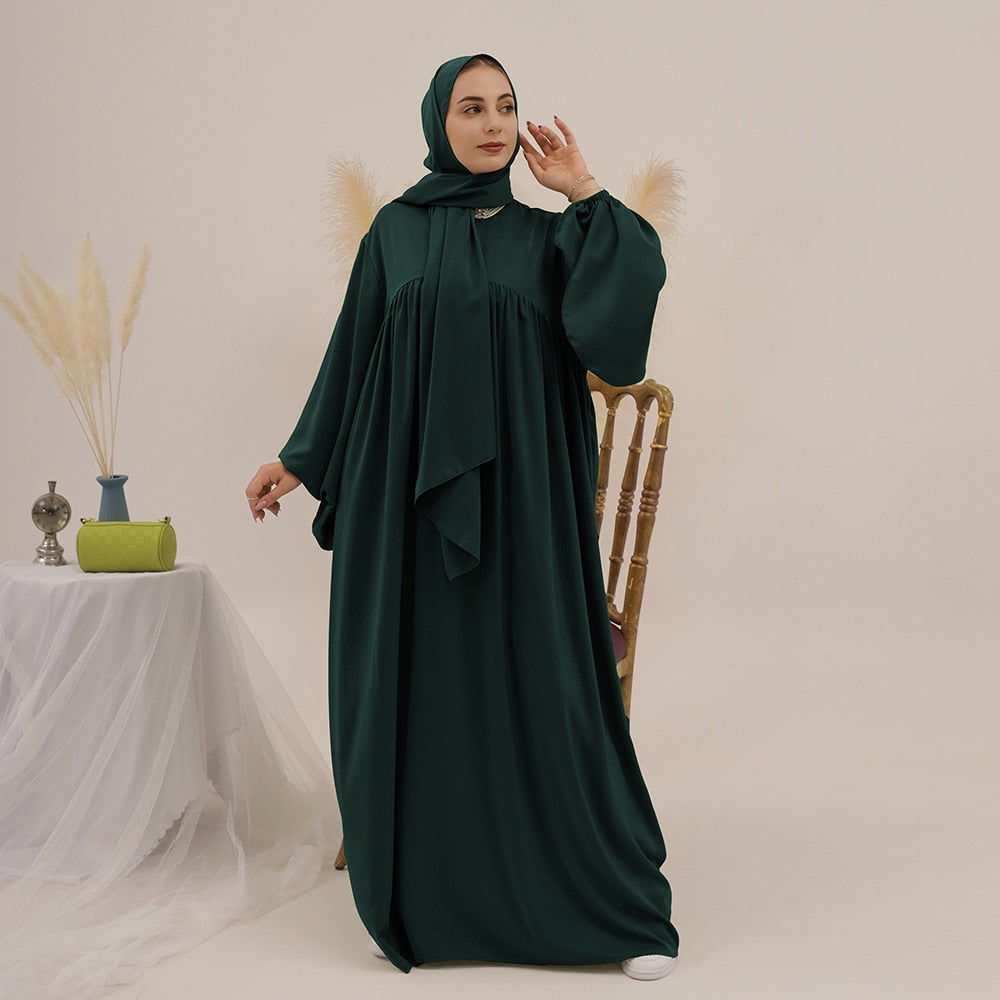 Solid Abaya With Hijab