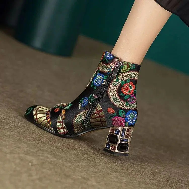 Embroidered Floral Boots