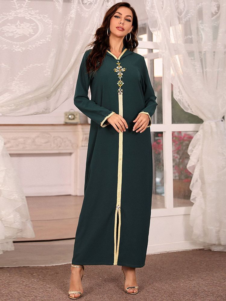 Hooded Rhinestone Abaya