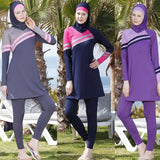 Color Stripe Burkini Swimsuit
