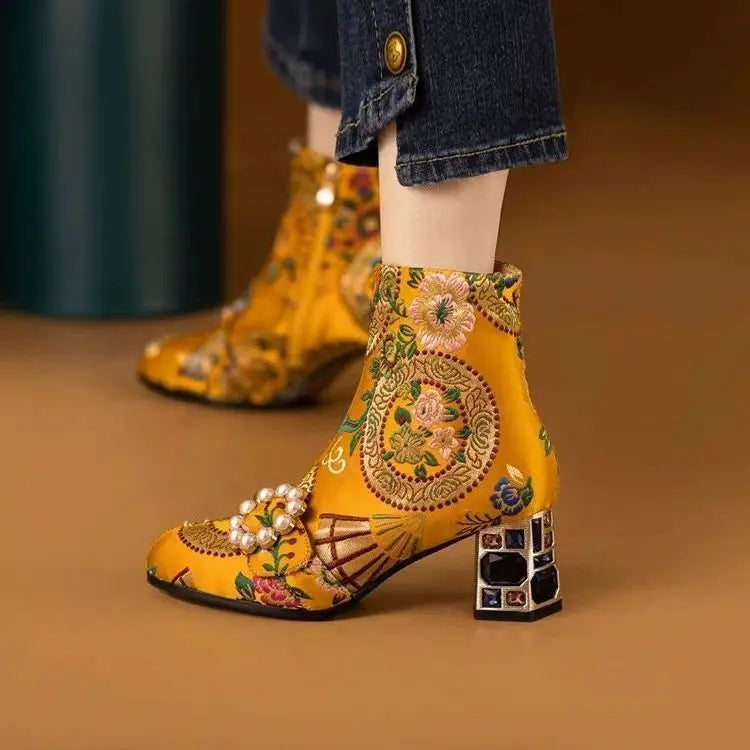 Embroidered Floral Boots