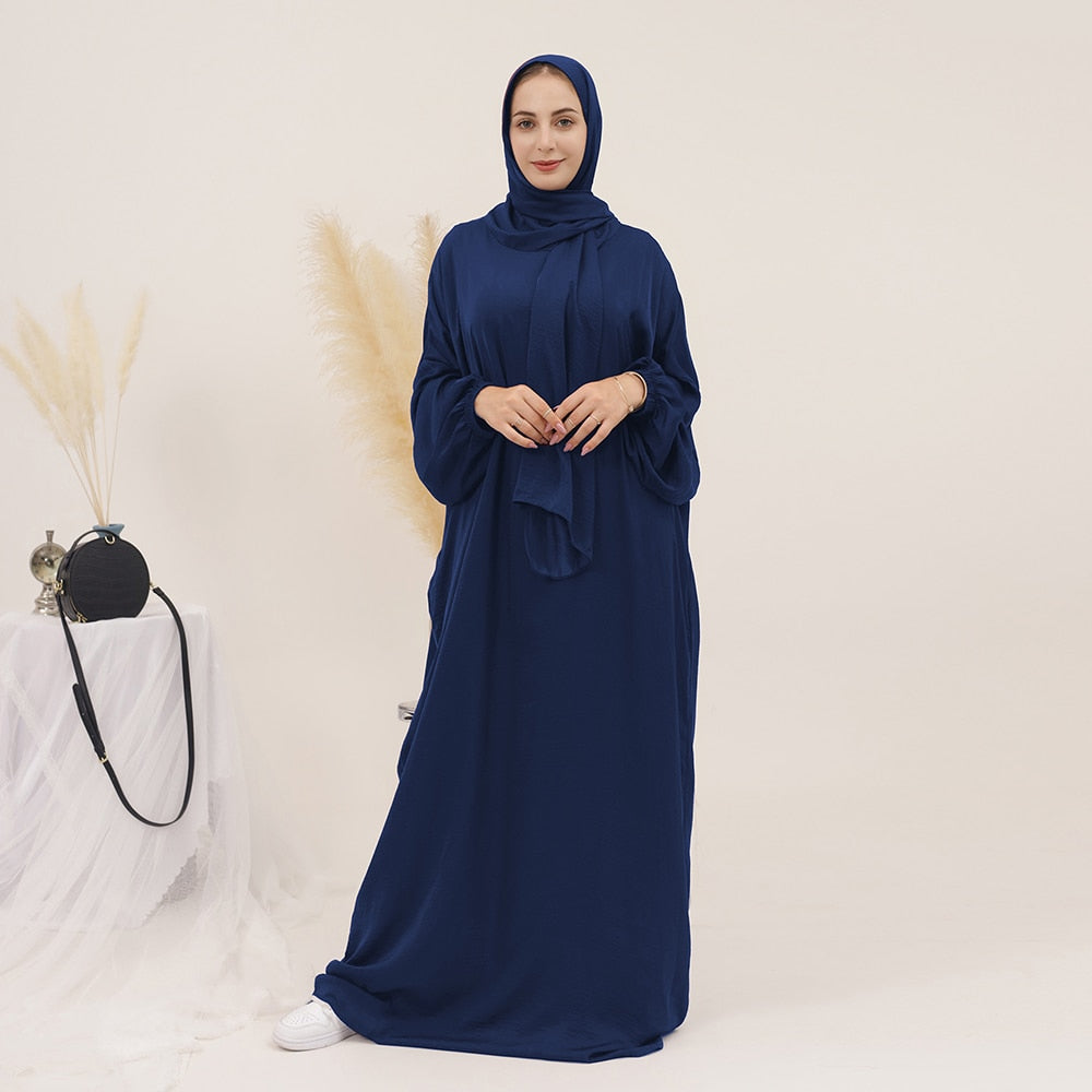 Solid Abaya With Hijab