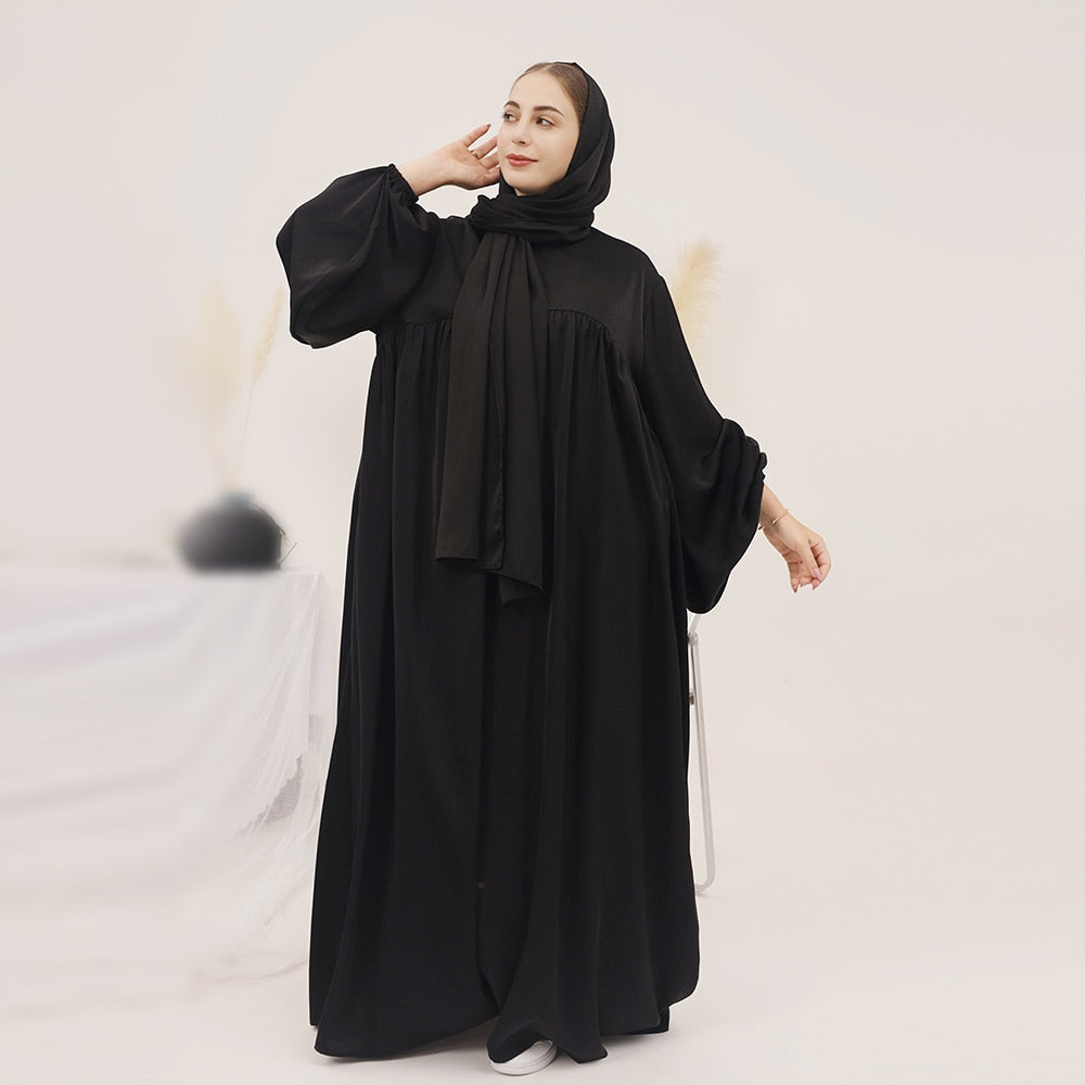 Solid Abaya With Hijab