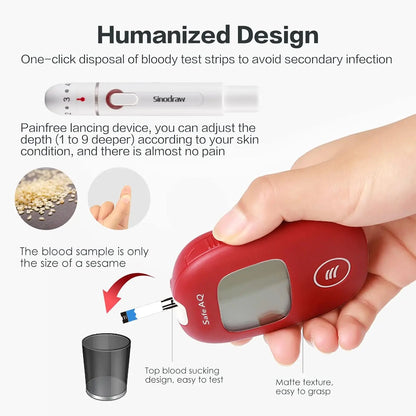 Safe AQ Blood Glucose Meter with Test Strips and Lancets Diabetes Blood Sugar Monitor Glucometer Get results fast 0.6μL sample