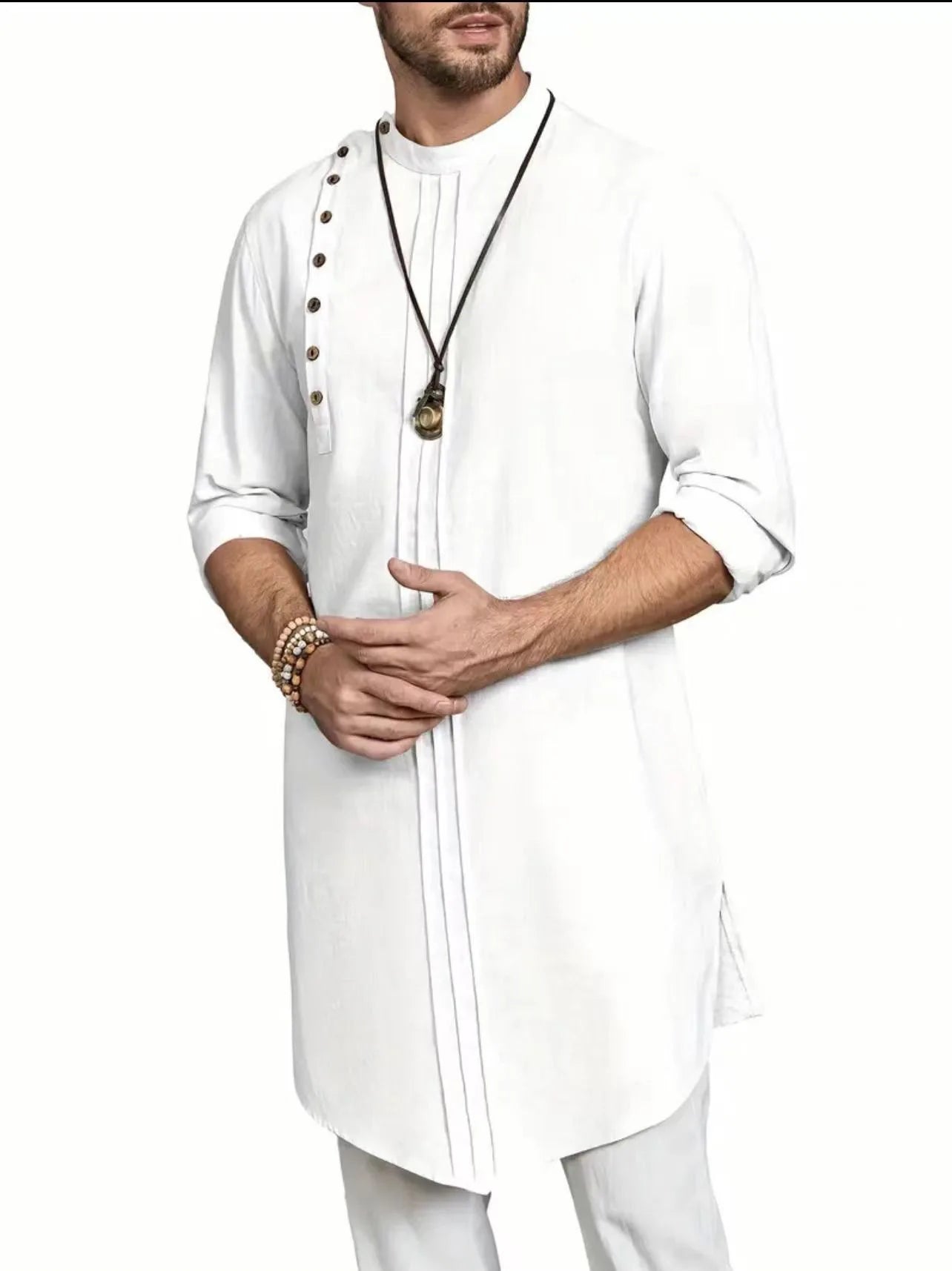 Asymmetrical Button Kurta Top