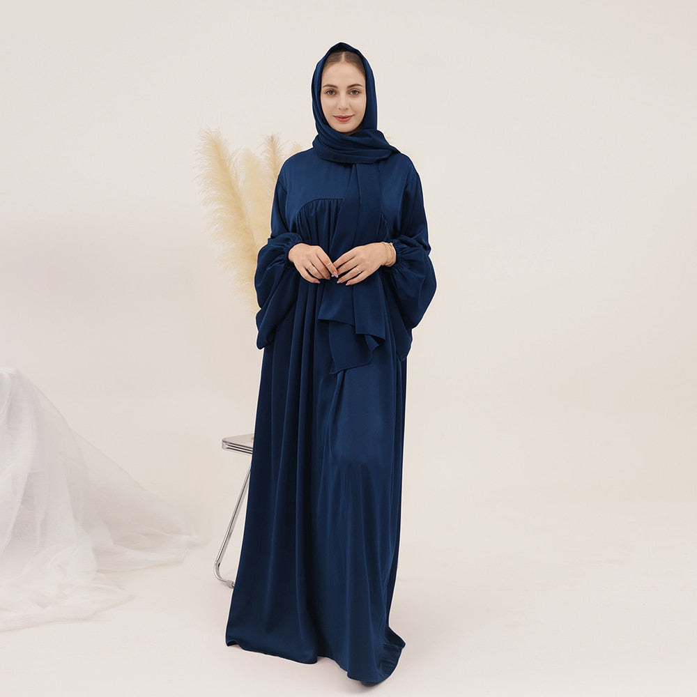 Solid Abaya With Hijab