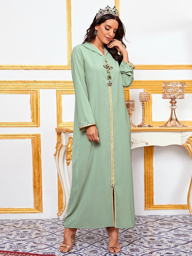 Hooded Rhinestone Abaya