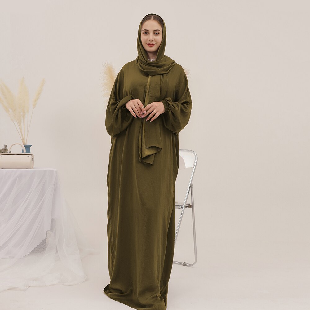 Solid Abaya With Hijab