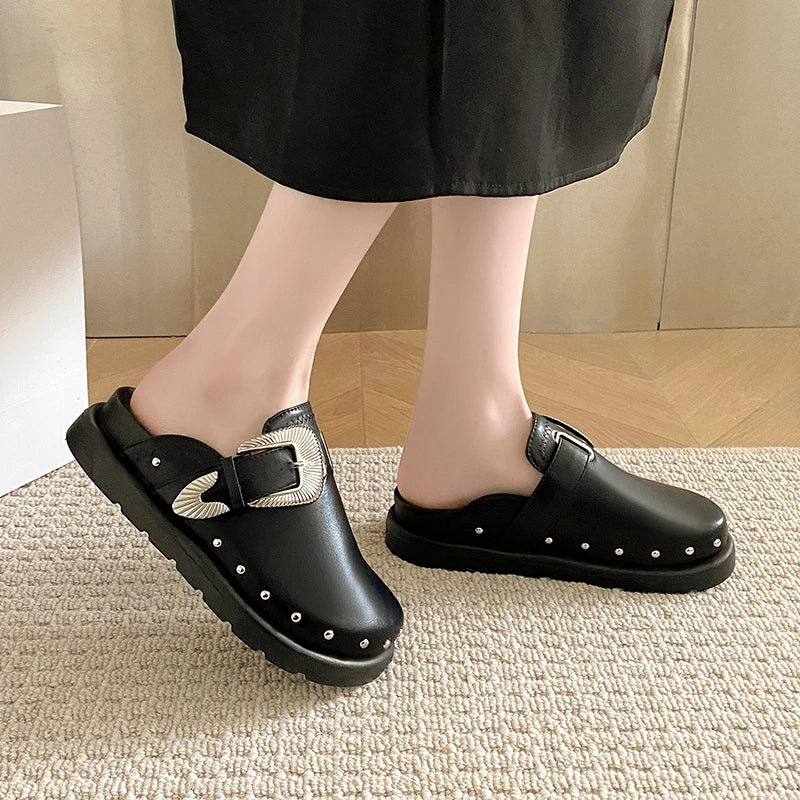 Studded Black Clogs