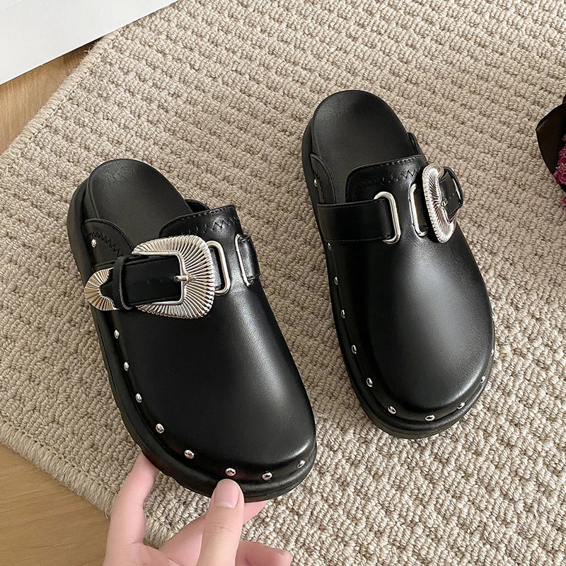 Studded Black Clogs