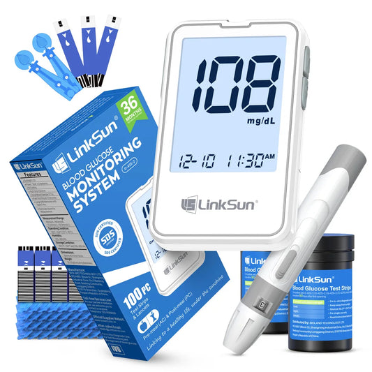 Linksun Blood Glucose Meter G-425-2 50/100 Test Strips Glucosemeter Digital Diabetes Testing Kit Blood Glucose Monitoring System