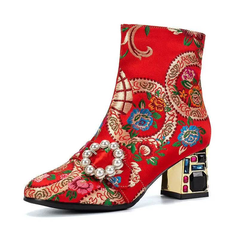 Embroidered Floral Boots