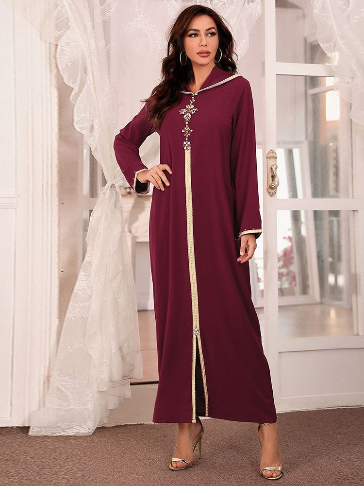 Hooded Rhinestone Abaya