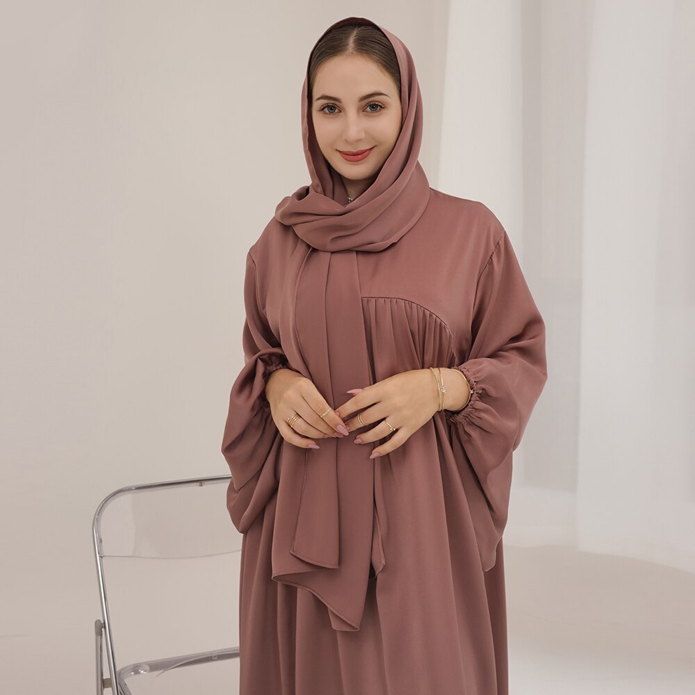 Solid Abaya With Hijab