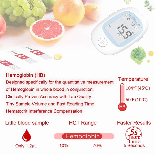 Blood Ketone Hemoglobin Uric Acid Blood Glucose Test Strips Test Strips for PM800 4 in 1 Meter Diabetes Gout HB Anemia Monitor