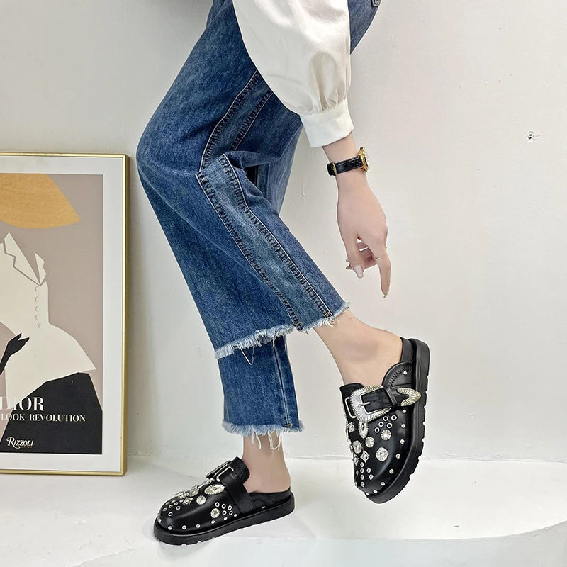 Studded Black Clogs