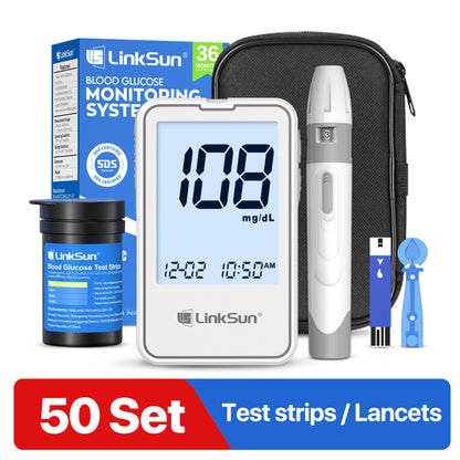 Linksun Blood Glucose Meter G-425-2 50/100 Test Strips Glucosemeter Digital Diabetes Testing Kit Blood Glucose Monitoring System