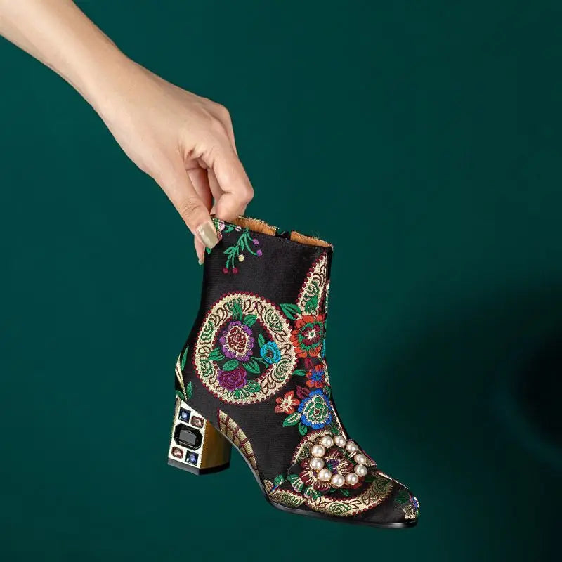 Embroidered Floral Boots