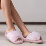 Open Toe Plush Slippers