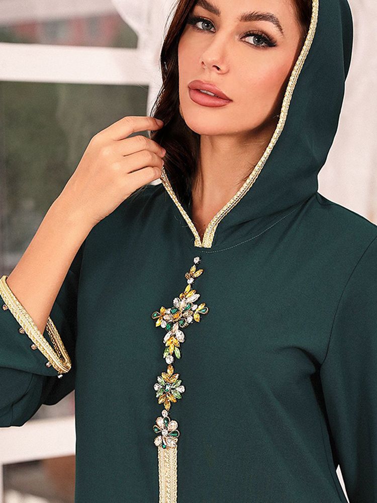 Hooded Rhinestone Abaya